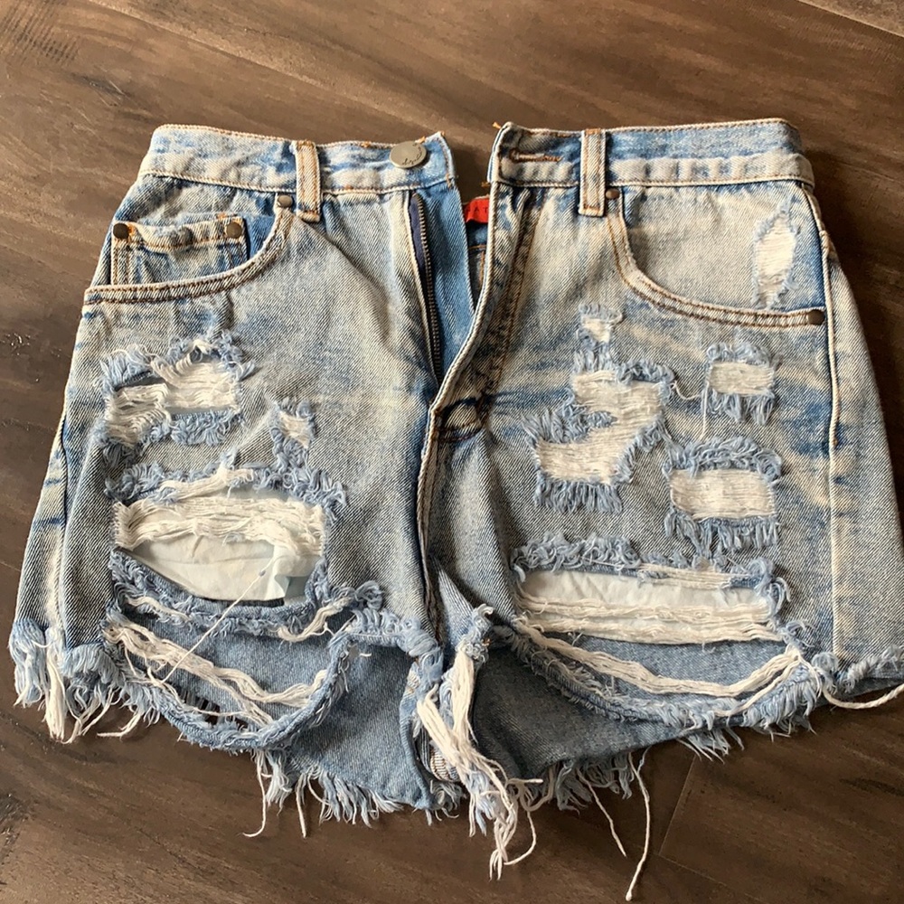 High waist jean shorts